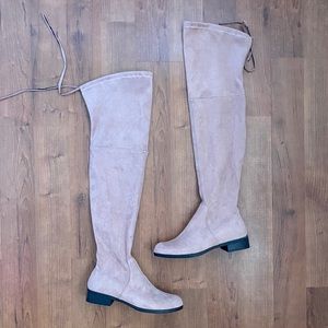 NWOT Blush pink suede knee high boots!
